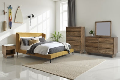 Maloken Queen Upholstered Bed with Roll Slats