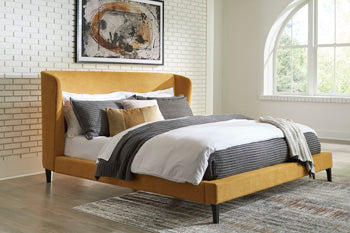 Maloken King Upholstered Bed with Roll Slats