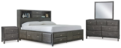 Cama tamaño queen, tocador, espejo y mesita de noche Caitbrook