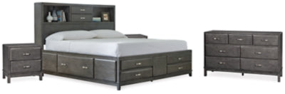 Cama con almacenaje extragrande, cómoda y 2 mesitas de noche Caitbrook California