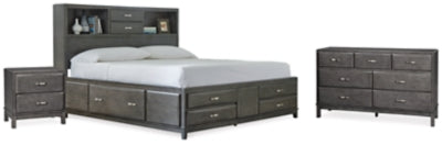 Cama tamaño King, cómoda y mesita de noche Caitbrook