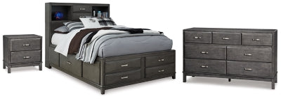 Cama, Cómoda y Mesita de Noche Caitbrook Full Storage