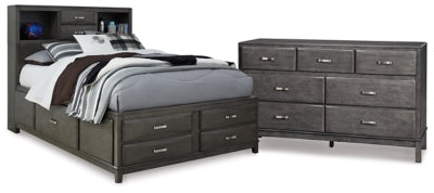 Cama y cómoda de almacenamiento completo Caitbrook
