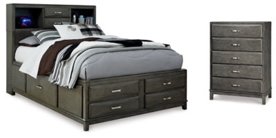 Cama y cómoda de almacenamiento completo Caitbrook