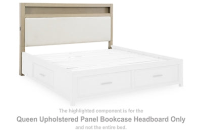 Calmoro Queen Upholstered Panel Bookcase Headboard