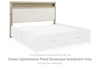 Calmoro Queen Upholstered Panel Bookcase Headboard