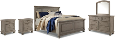 Cama Queen, Cómoda, Espejo y 2 Mesitas de Noche Lettner
