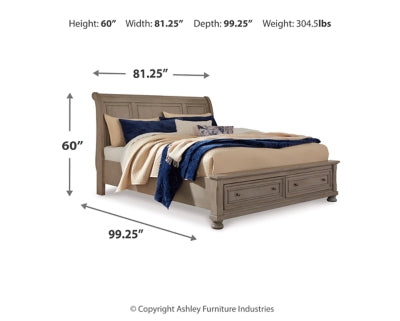 Lettner California King Sleigh Bed with 2 Storage Drawers