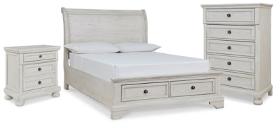 Robbinsdale Full Sleigh Storage Bed, Chest and Nightstand