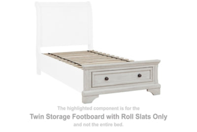 Robbinsdale Twin Storage Footboard con Listones Enrrollables