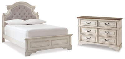 Realyn Full Upholstered Panel Bed with Dresser