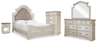 Cómoda, espejo, baúl y mesita de noche Realyn Queen Panel Bed
