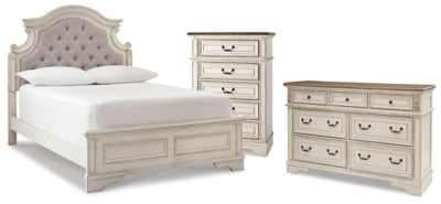 Realyn Full Panel Bed, Dresser and Chest