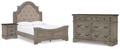 Lodenbay Queen Upholstered Panel Bed, Dresser and Nightstand