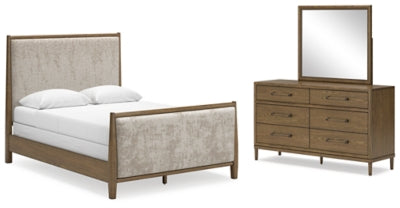 Roanhowe Queen Upholstered Bed, Dresser and Mirror