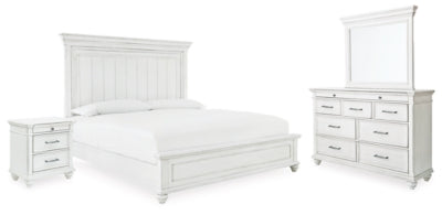 Cama tamaño King, tocador, espejo y mesita de noche Kanwyn