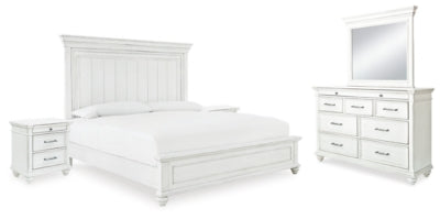 Cama Queen Panel, Cómoda, Espejo y 2 Mesas de Noche Kanwyn