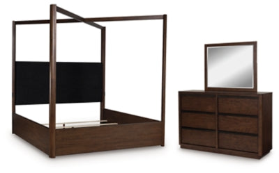 Kendamor Queen Canopy Bed, Dresser and Mirror