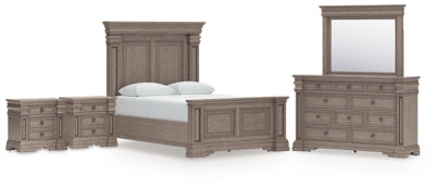Cama Queen Blairhurst, cómoda, espejo y 2 mesitas de noche