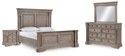 Cama tamaño King, cómoda, espejo y mesita de noche Blairhurst