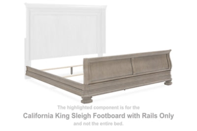 Pie de cama con rieles para cama trineo California King Lexorne