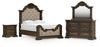 Maylee Queen Upholstered Panel Bed, Dresser, Mirror and Nightstand