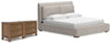 Cabalynn King Upholstered Bed and 2 Nightstands