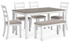Stonehollow Dining Table and Chairs with Bench (Set of 6)