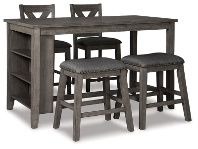 Mesa de comedor a la altura del mostrador y 4 taburetes de bar Caitbrook
