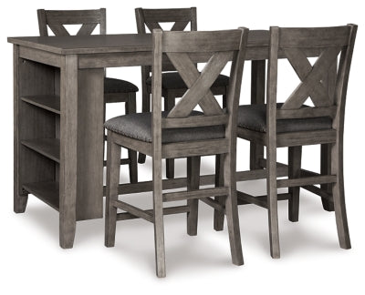 Mesa de comedor a la altura del mostrador y 4 taburetes de bar Caitbrook