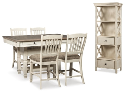 Bolanburg Counter Height Dining Table and 4 Barstools with Display Cabinet