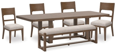 Mesa de comedor Cabalynn, 4 sillas y banco