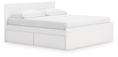 Cama de plataforma Onita King con panel y almacenamiento