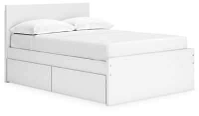 Cama de plataforma Onita de panel completo con 2 espacios de almacenamiento laterales