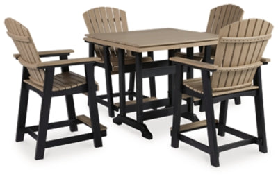 Mesa de comedor de altura de mostrador para exterior Fair Trail con 4 taburetes de bar