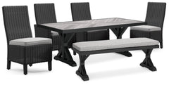 Beachcroft Outdoor Dining Table, 4 Chairs and Bench