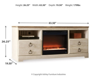 Willowton 64" TV Stand with Electric Fireplace