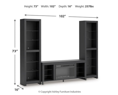 Cayberry 3-Piece Entertainment Center with Electric Fireplace